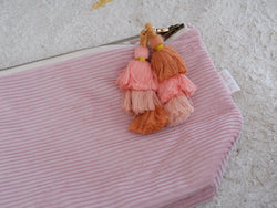Pink cord nappy clutch