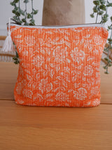 Orange floral quilted nappy clutch