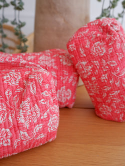 Pink set of three makeup/ toiletry bags