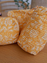 Yellow set of three makeup/ toiletry bags