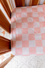 Pink checkers bassinet sheet/ change table cover