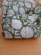 Green set of three makeup/ toiletry bags