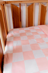 Pink checkers bassinet sheet/ change table cover