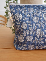 Blue floral quilted nappy clutch