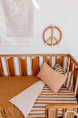 Cinnamon stripe linen bassinet sheet/ change table cover