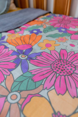 Brittany floral linen cot sheet
