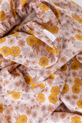 Mustard floral flannelette cot sheet