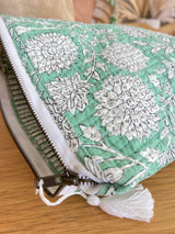 Sage floral quilted nappy clutch