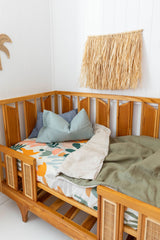 Sage linen with oatmeal linen cot quilt