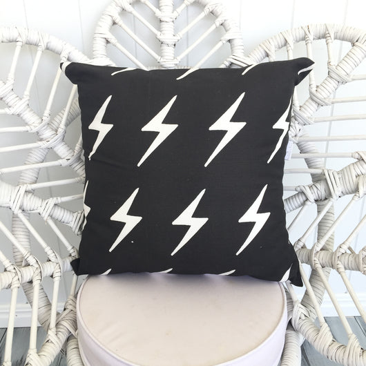 Black lightning bolt cushion cover 