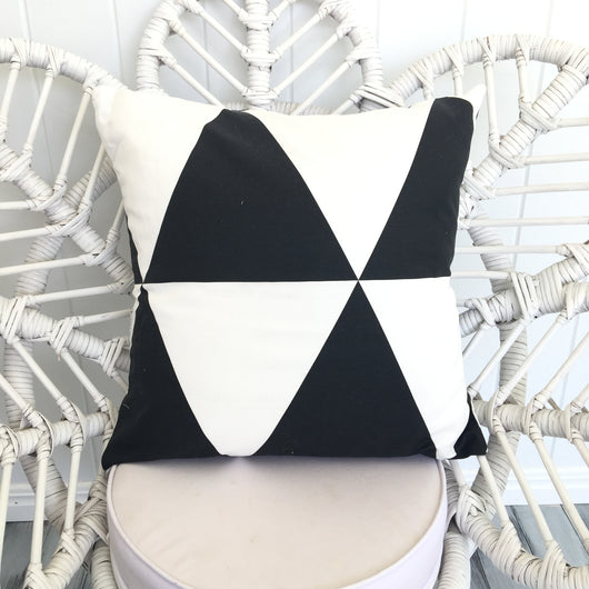 Large black and white triangle cushion cover 