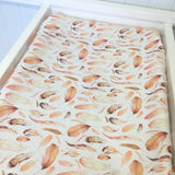 Peach feathers change table cover/ bassinet sheet