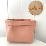 Vintage blush 100% linen  mini fabric basket