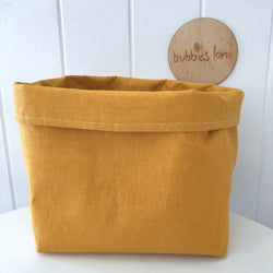 Mustard 100% linen fabric basket