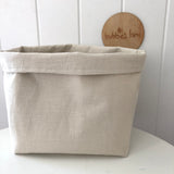 Stonewashed oatmeal 100% linen fabric basket