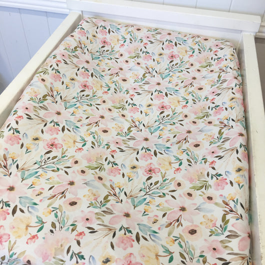 Pastel floral change table cover/ bassinet sheet