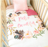 Hello beautiful cot quilt with pink dots