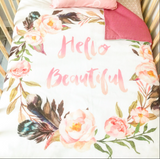 Hello beautiful cot quilt with pink dots