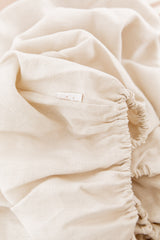 Bone 100% linen fitted cot sheet