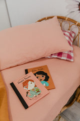 Pink french linen single fitted sheet
