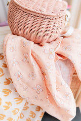 Peachy pink floral organic cotton gauze wrap