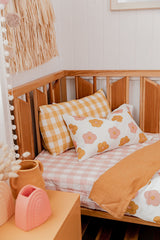 Yellow gingham 100% linen toddler pillowcase