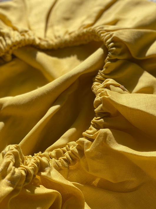 Yellow 100% linen bassinet sheet/ change table cover