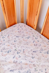 Pastel leaves fitted cot sheet