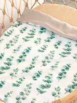 Eucalyptus with biscuit linen bassinet/ pram blanket