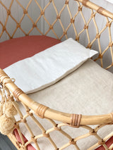 Oatmeal linen and white linen bassinet/pram blanket
