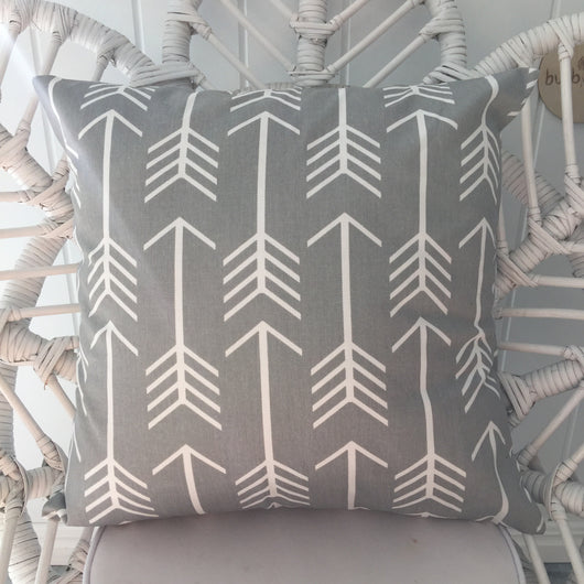 Grey arrow cushion cover