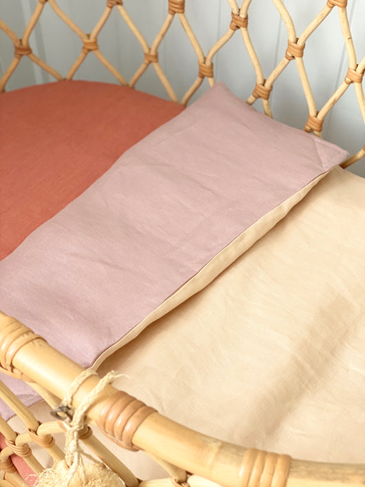 Musk linen and apricot linen bassinet/pram blanket