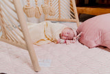 Pink stripe with plain pink quilted linen playmat