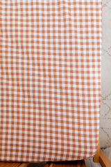 Toffee gingham cot sheet