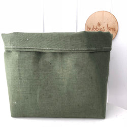 Forest green linen fabric basket