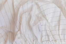 Ivory stripe linen bassinet sheet/change table cover