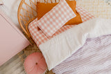 Pink gingham linen single fitted sheet