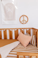 Cinnamon stripe 100% linen toddler pillowcase