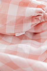 Pink bold gingham 100% linen bassinet sheet/ change table cover