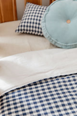 Navy gingham 100% linen toddler pillowcase
