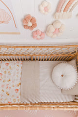 Ivory stripe linen fitted cot sheet