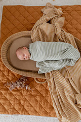 Sage gingham cotton knit blanket