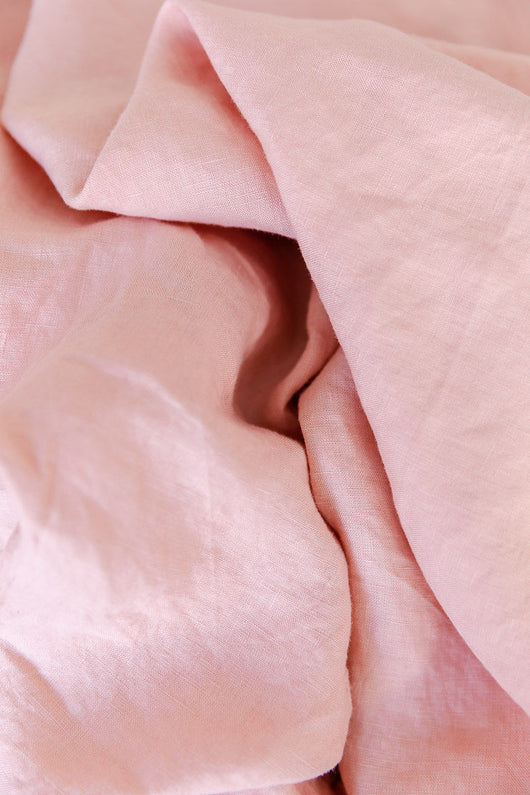 Pink french linen single fitted sheet