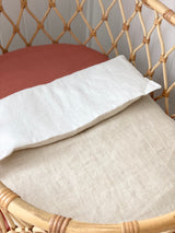 Oatmeal linen and white linen bassinet/pram blanket