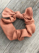 Vintage blush linen scrunchie