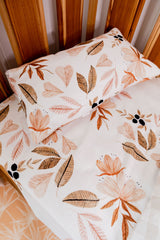 Natural floral leaves 100% linen bassinet sheet/ change table cover