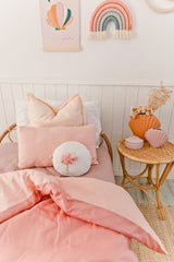 Peachy pink 100% linen toddler pillowcase