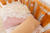 Pink floral with musk linen cot quilt