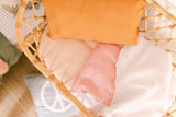 Blossom and white linen bassinet/pram blanket