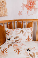 Natural floral and leaves 100% linen toddler pillowcase
